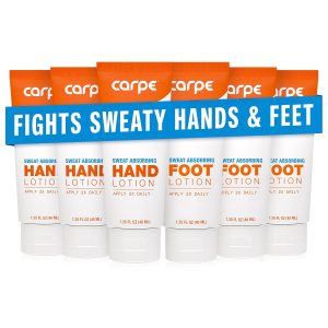 Carpe Sweat Absorbing Hannd and Foot Lotion Bundle. Eucalyptus - 6 Pack